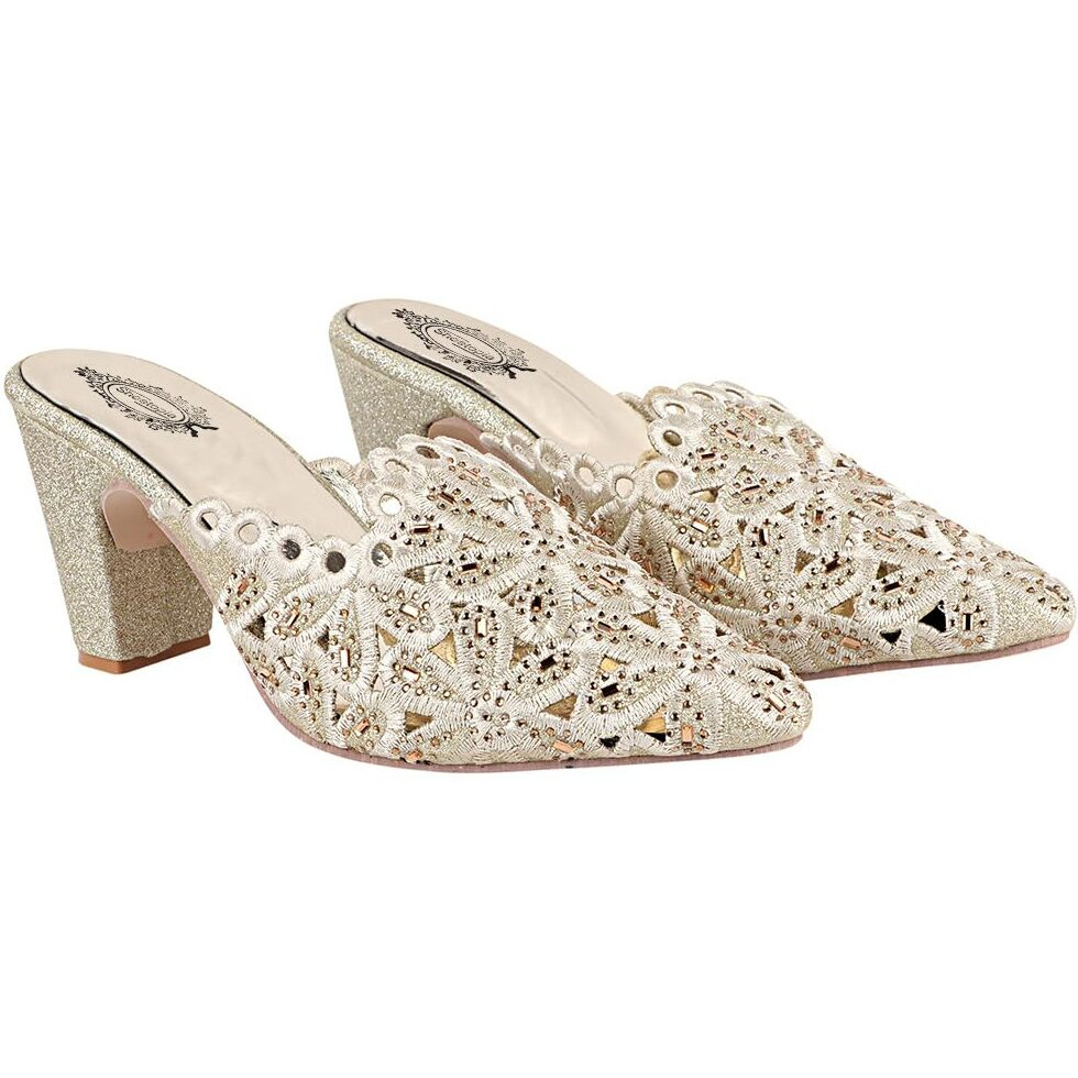 Shoetopia Girls Bantu-470 Golden Heeled Sandal - 3 Uk (Girls-Bantu-470-Golden)