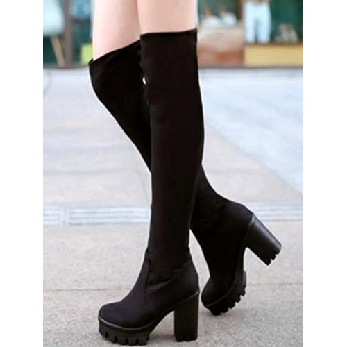 Shoetopia Girls Tony Black Over-The-Knee Boot - 4 Uk (Girls-Tony-Black)