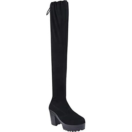 Shoetopia Girls Tony Black Over-The-Knee Boot - 4 Uk (Girls-Tony-Black)