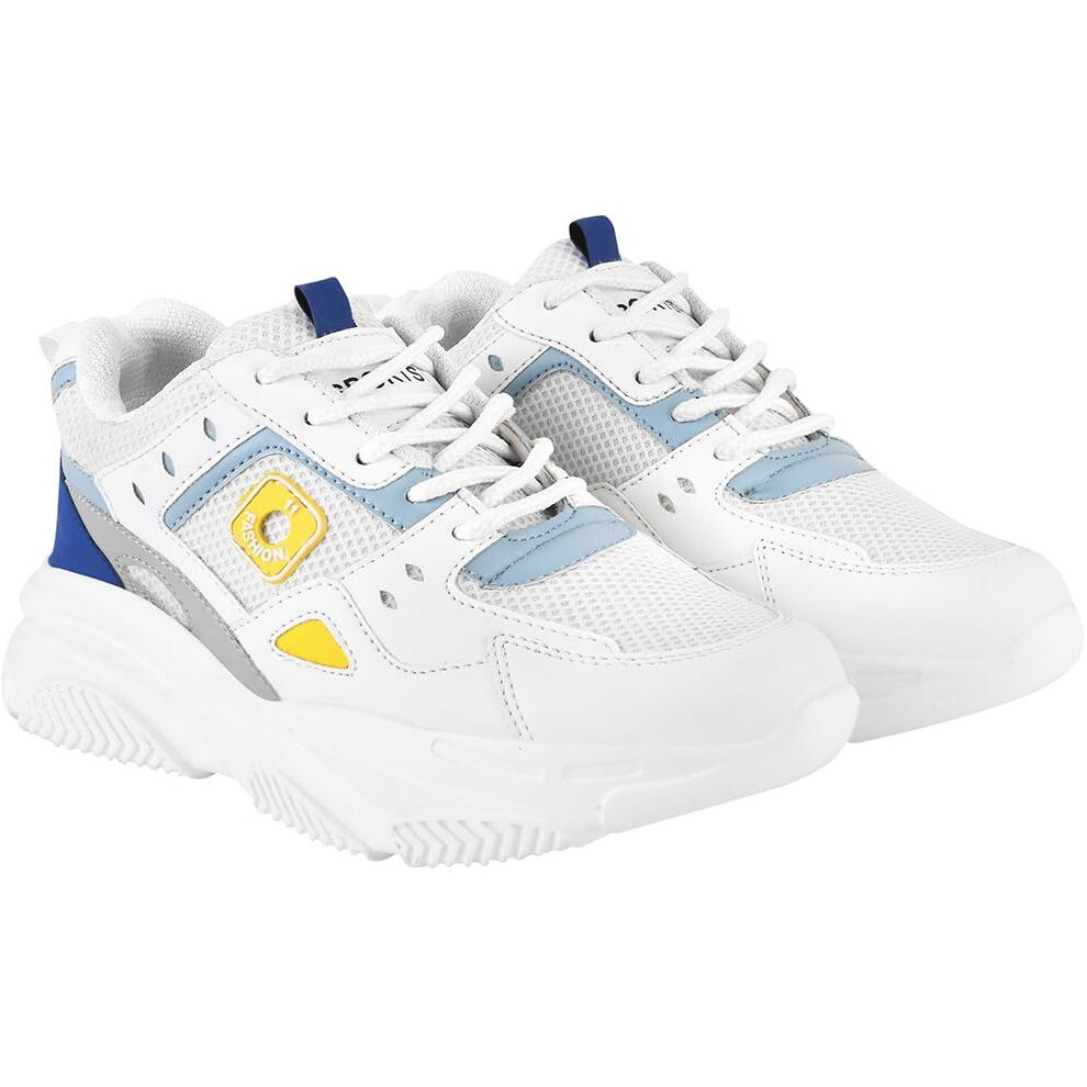 Shoetopia Colorblock Breathable Chunky Sneakers For Women & Girls /Uk8 White-Eu41
