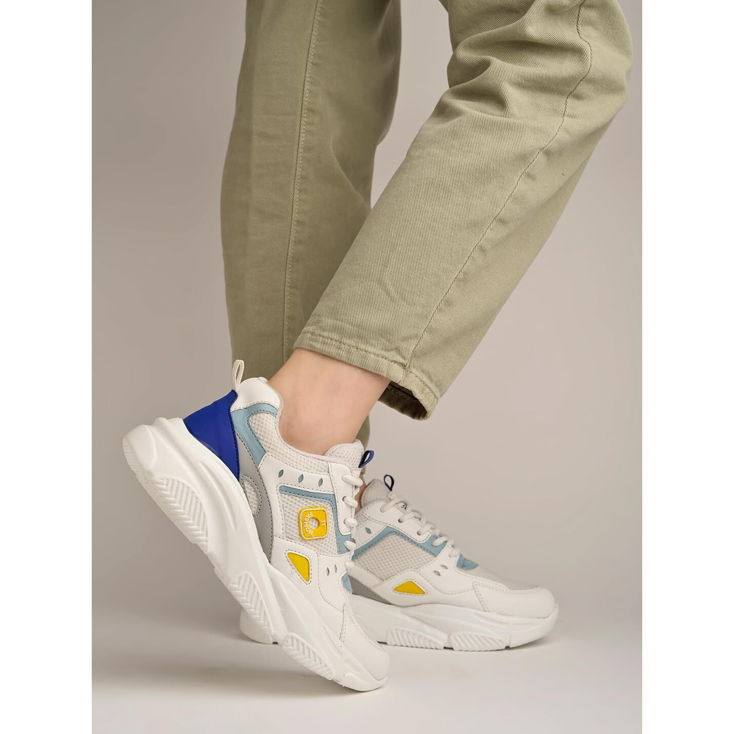 Shoetopia Colorblock Breathable Chunky Sneakers For Women & Girls /Uk8 White-Eu41