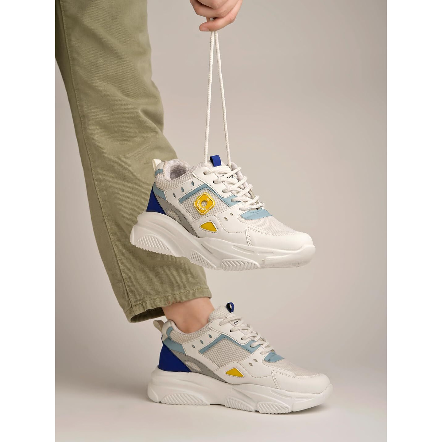 Shoetopia Colorblock Breathable Chunky Sneakers For Women & Girls /Uk8 White-Eu41