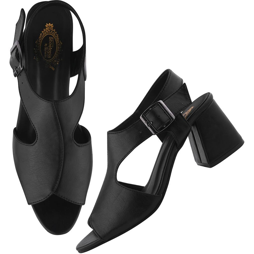 Shoetopia Solid Pointed Toe Black Pumps For Women & Girls /Eu38