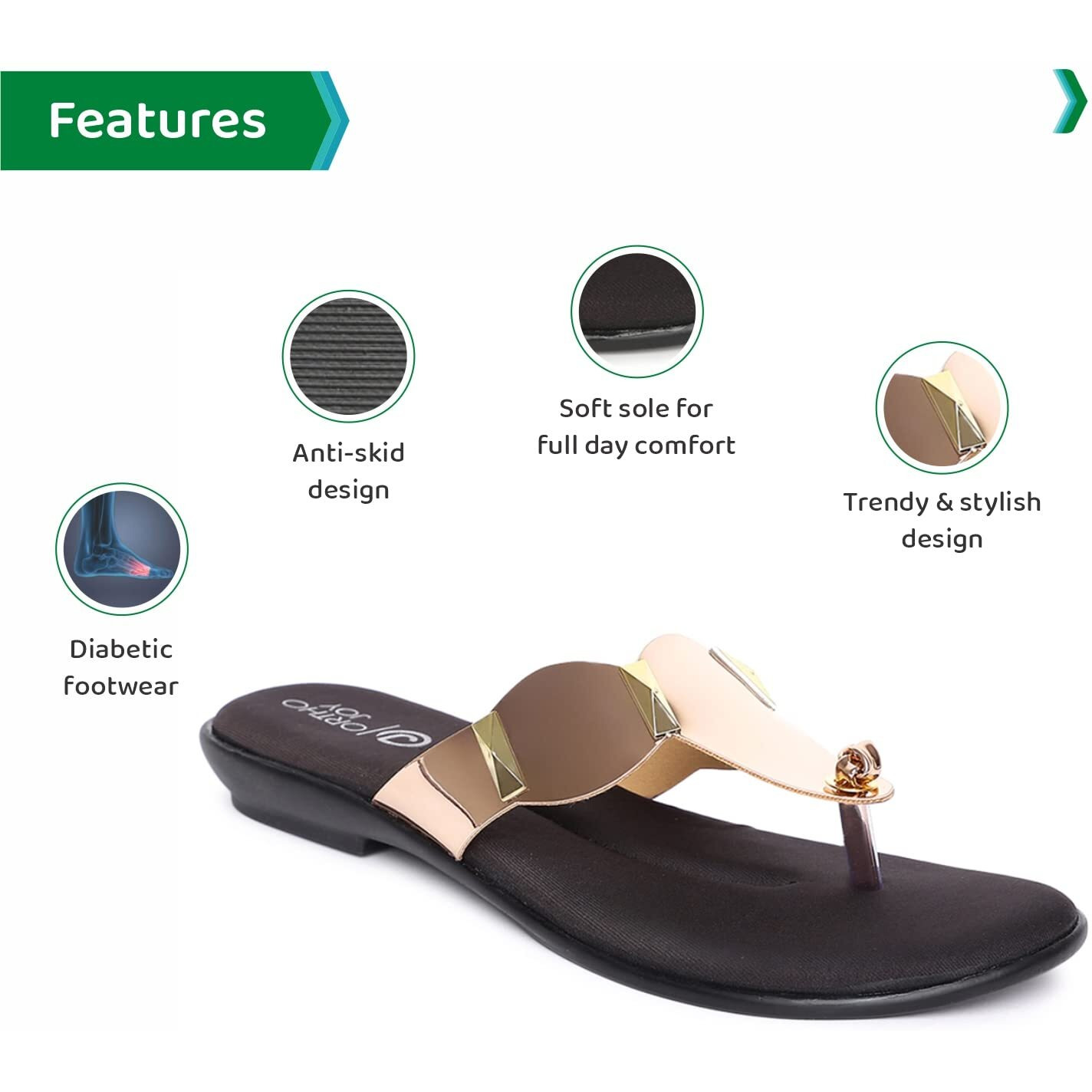 Ortho Joy Fancy Doctor Slippers | Soft And Stylish Chappal For Women | Comfortable Flat Sandals For Women Stylish