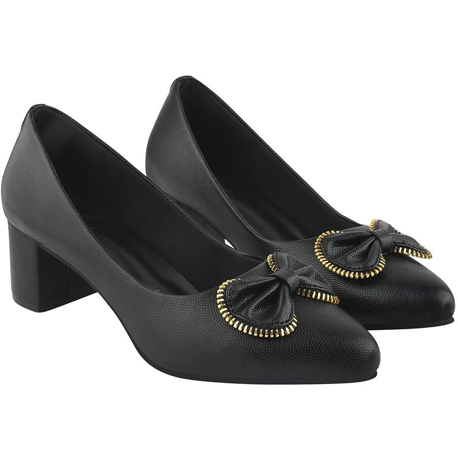 Shoetopia Pointed Toe Stylish Bow Black Pumps For Women & Girls /Eu40
