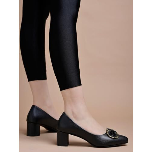 Shoetopia Pointed Toe Stylish Bow Black Pumps For Women & Girls /Eu40
