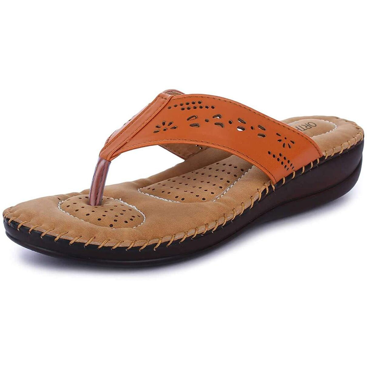 Ortho Joy Extra Soft Women's Doctor Ortho Slippers/Flip-Flops - Brown, Tan