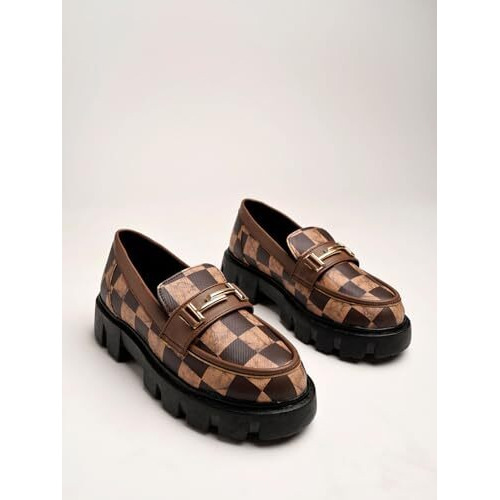 Shoetopia Girls L-Print Brown Dress Shoe - 3 Uk (Girls-L-Print-Brown)