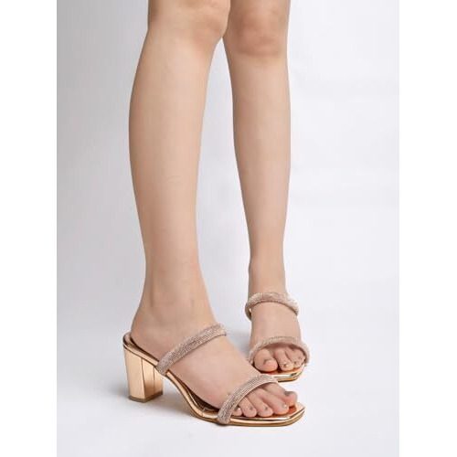Shoetopia Girls Fancy-1277 Rose-Gold Heeled Sandal - 4 Uk (Girls-Fancy-1277-Rose-Gold)