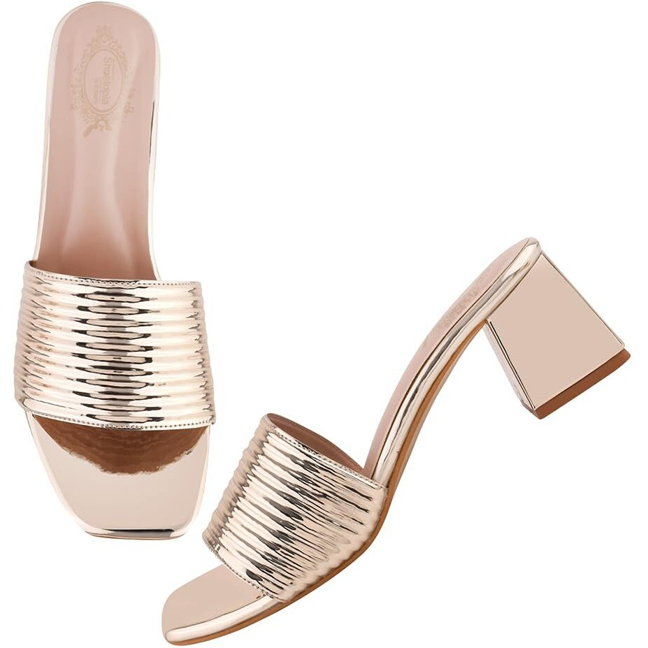 Shoetopia Women's Girls-Heel-351 Heeled Sandal-7 Kids Uk (Girls-Heel-351-Golden)-Eu40