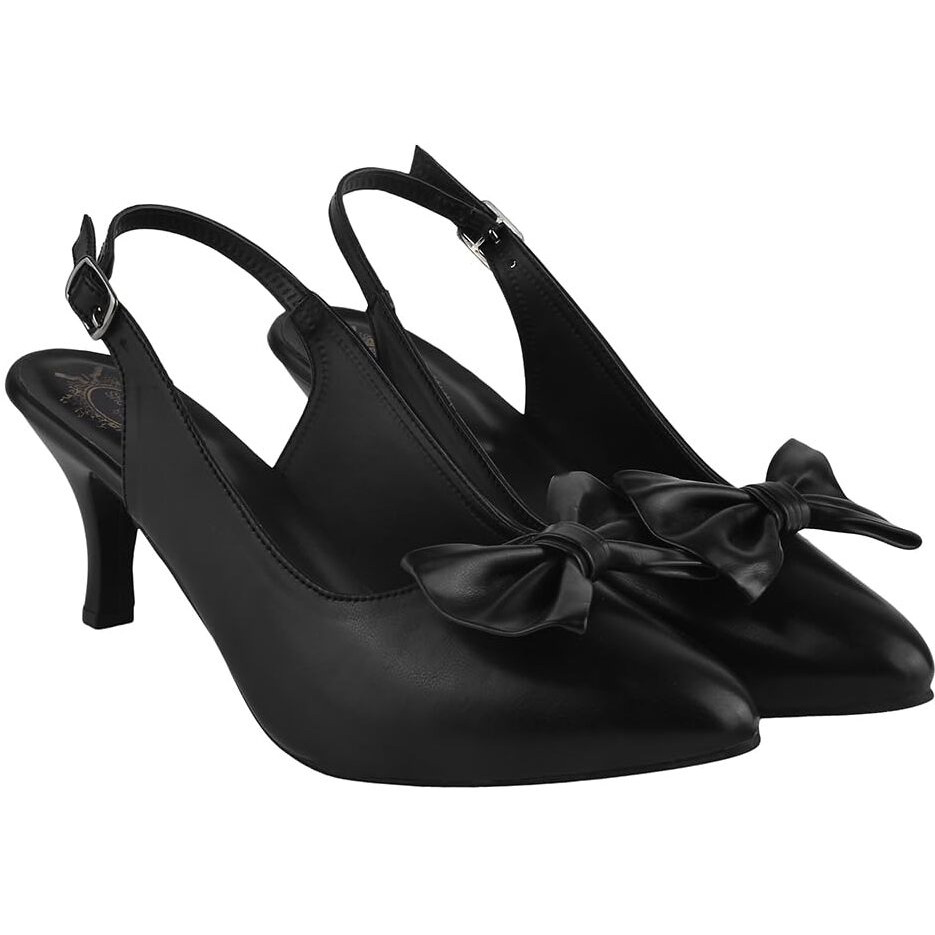 Shoetopia Pointed Toe And Bow Detailed Black Pumps For Women & Girls /Uk4-Eu37