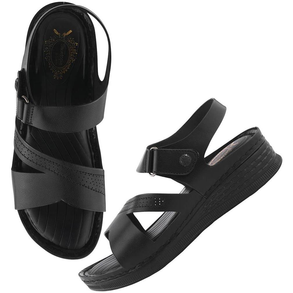 Shoetopia Comfortable Black Doctor Sole Heels For Women /Eu40