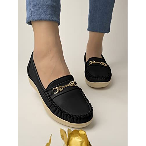 Shoetopia Girls Butter Black Loafer - 7 Uk (Girls-Butter-Black)
