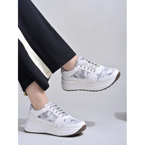 Shoetopia Women's Flat Sneakers Grey