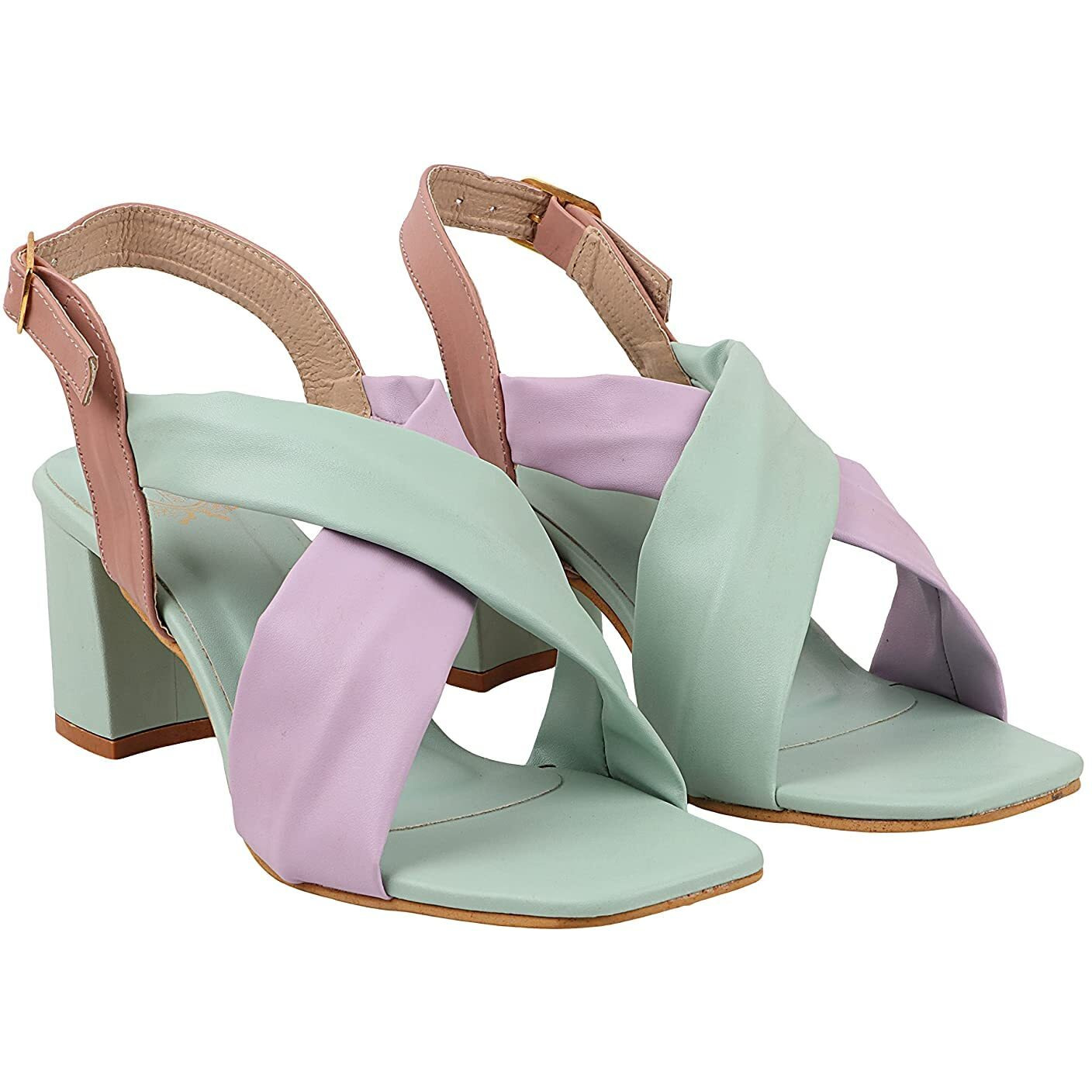 Shoetopia Women's Casual Comfortable Fashion Heel Sandal, Sonam-Green-Eu36