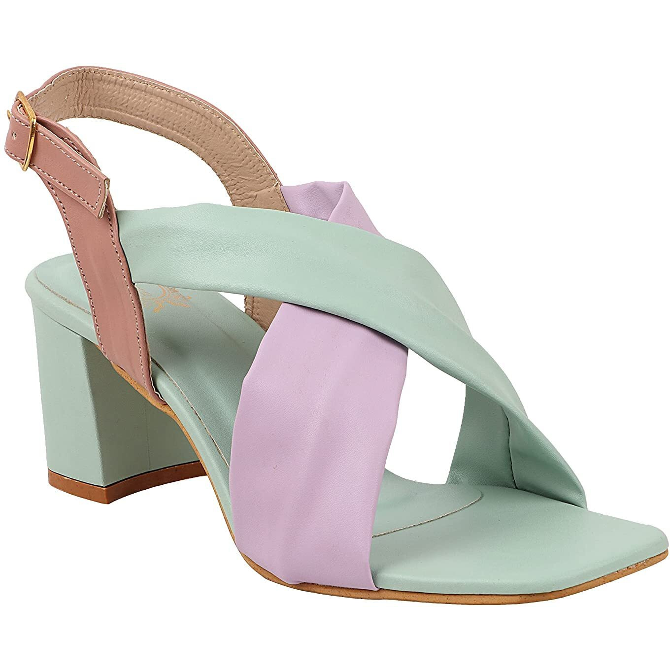 Shoetopia Women's Casual Comfortable Fashion Heel Sandal, Sonam-Green-Eu36
