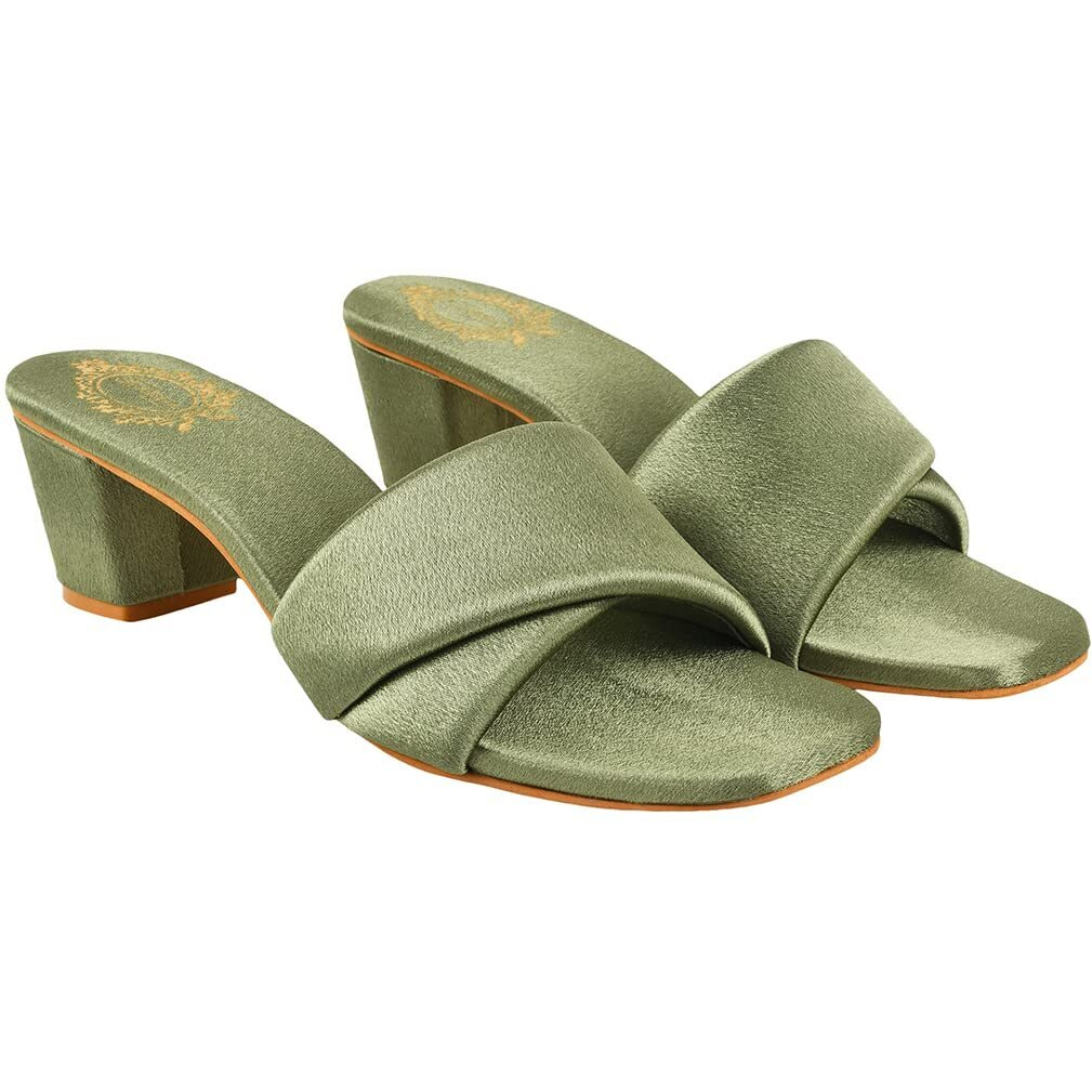 Shoetopia Stylish Solid Green Block Heels For Women & Girls /Uk3