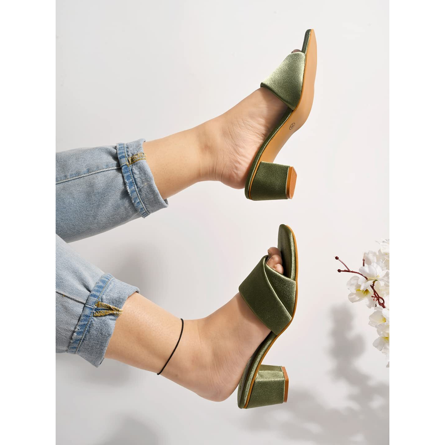 Shoetopia Stylish Solid Green Block Heels For Women & Girls /Uk3
