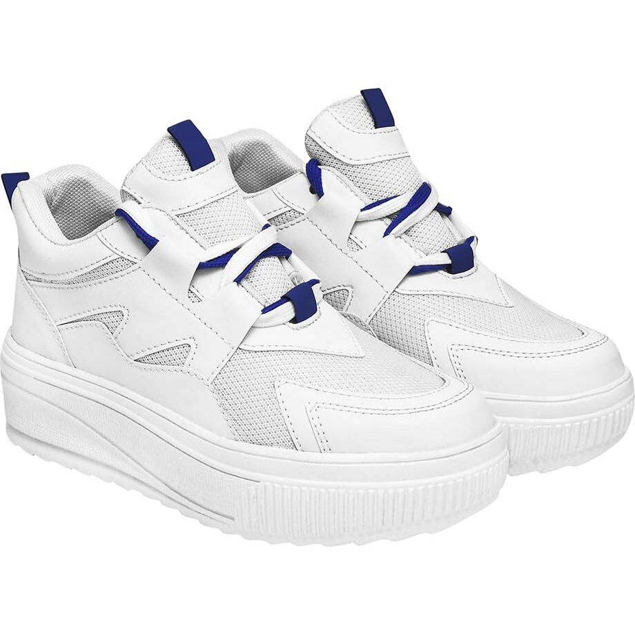 Shoetopia Women's Stiletto Heel Sneakers White