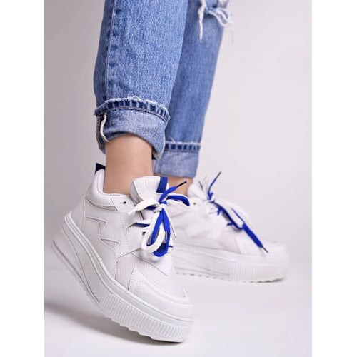 Shoetopia Women's Stiletto Heel Sneakers White
