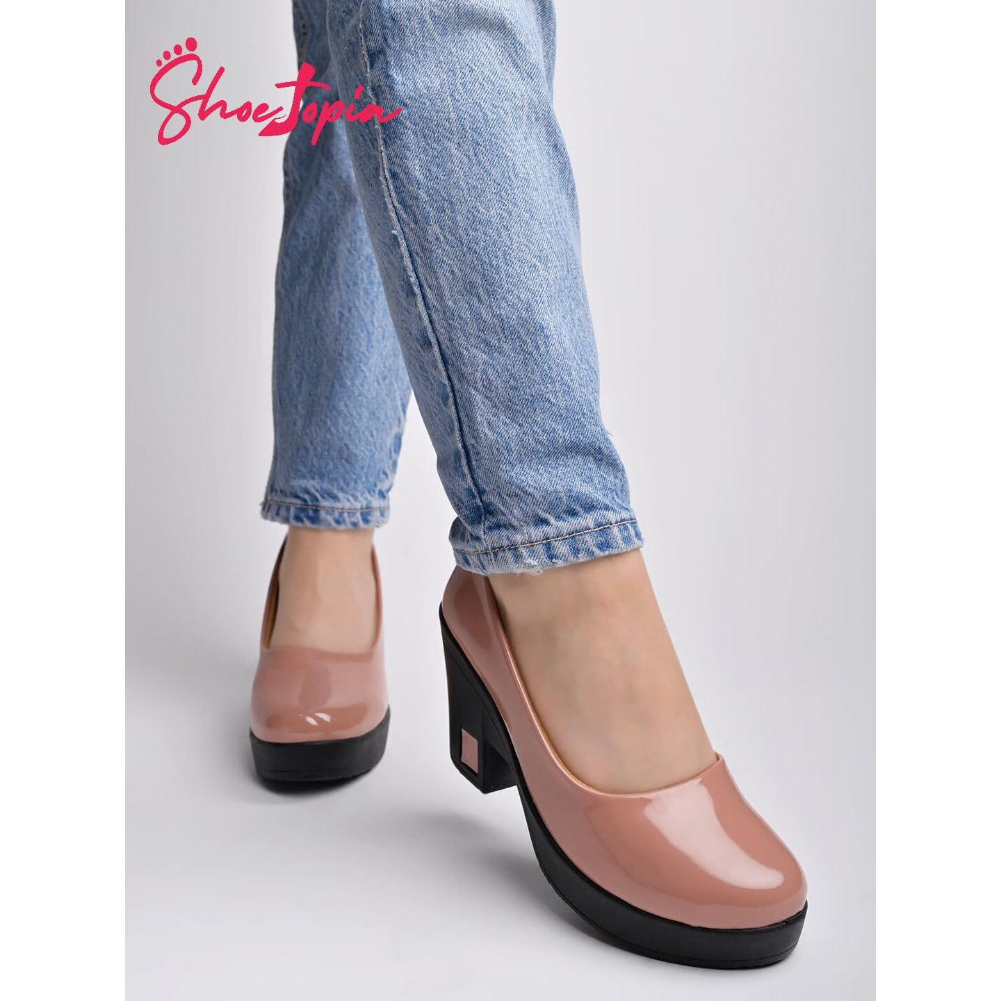 Shoetopia Solid Peach Pumps For Girls-Eu40