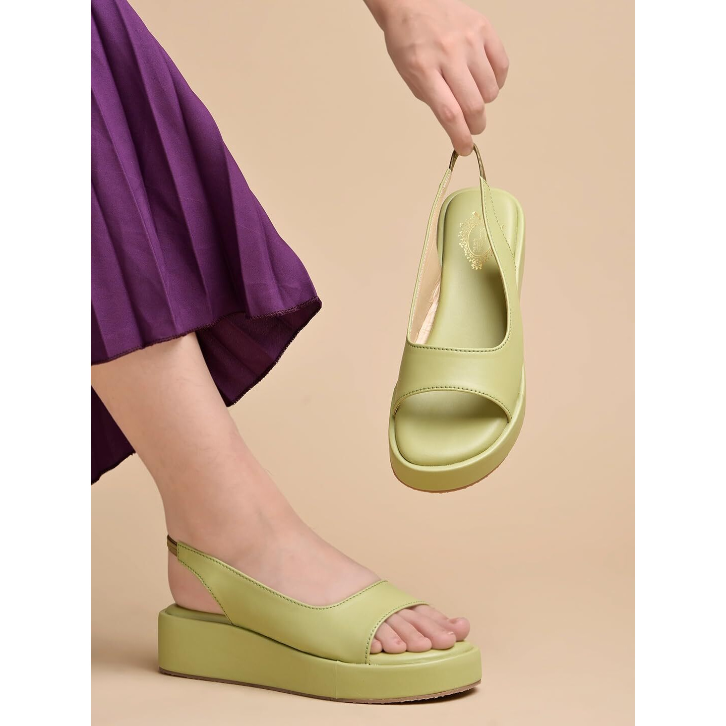 Shoetopia Women's Heeled Sandal-4 Kids Uk (Lsr-Green)-Eu37