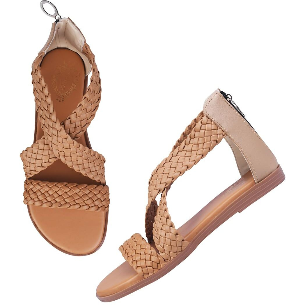 Shoetopia Women's Flat Sandal-5 Kids Uk (Girls-Crv-Tan)-Eu38
