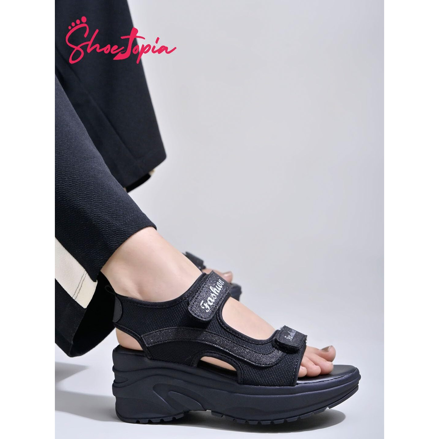 Shoetopia Women's Sandal-4 Kids Uk (Girls-Box-Black)-Eu37