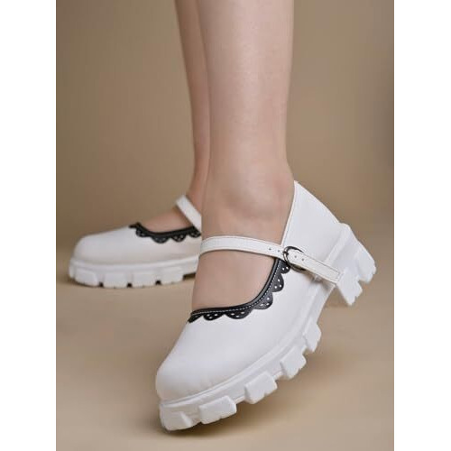 Shoetopia Round Toe White Mary Janes Bellies For Women /Eu41