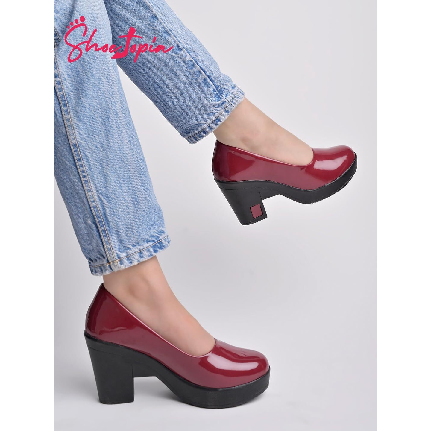 Shoetopia Solid Cherry Pumps For Women & Girls-Eu40