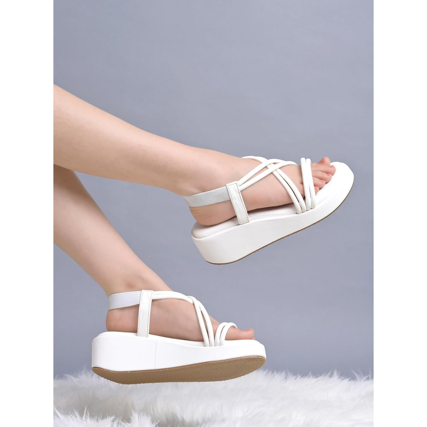 Shoetopia Womens & Girls White Wedges Sandal  Solid Criss-Cross Strap Design  Stylish, Comfortable, Durable Heels  Perfect For Casual, Party Eu41