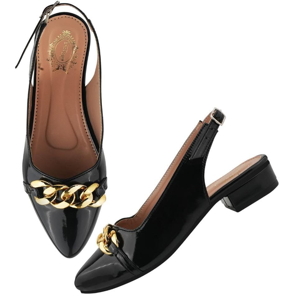 Shoetopia Pointed Toe Flat Black Belly For Girls-Eu39