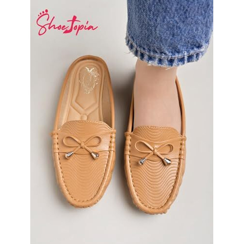 Shoetopia Smart Casual Tan Loafers For Women & Girls-Eu36