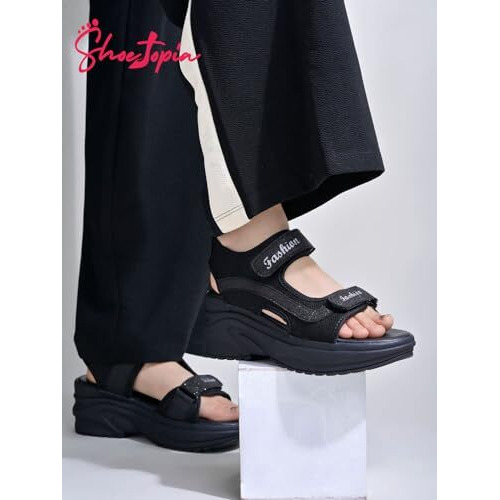 Shoetopia Women's Sandal-6 Kids Uk (Box-Black)-Eu39