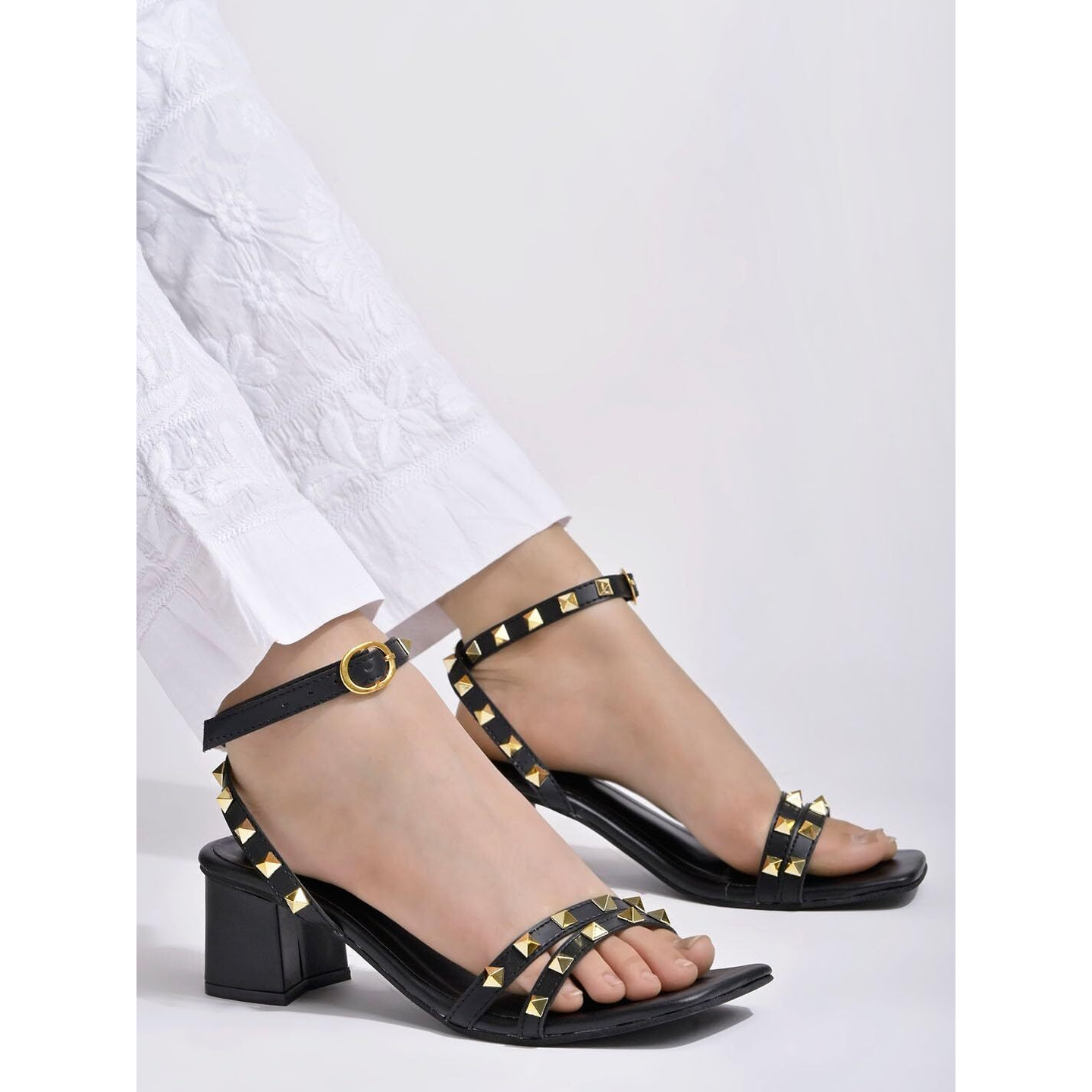 Shoetopia Women's Heel-504 Heeled Sandal-8 Kids Uk (Heel-504-Black)-Eu41