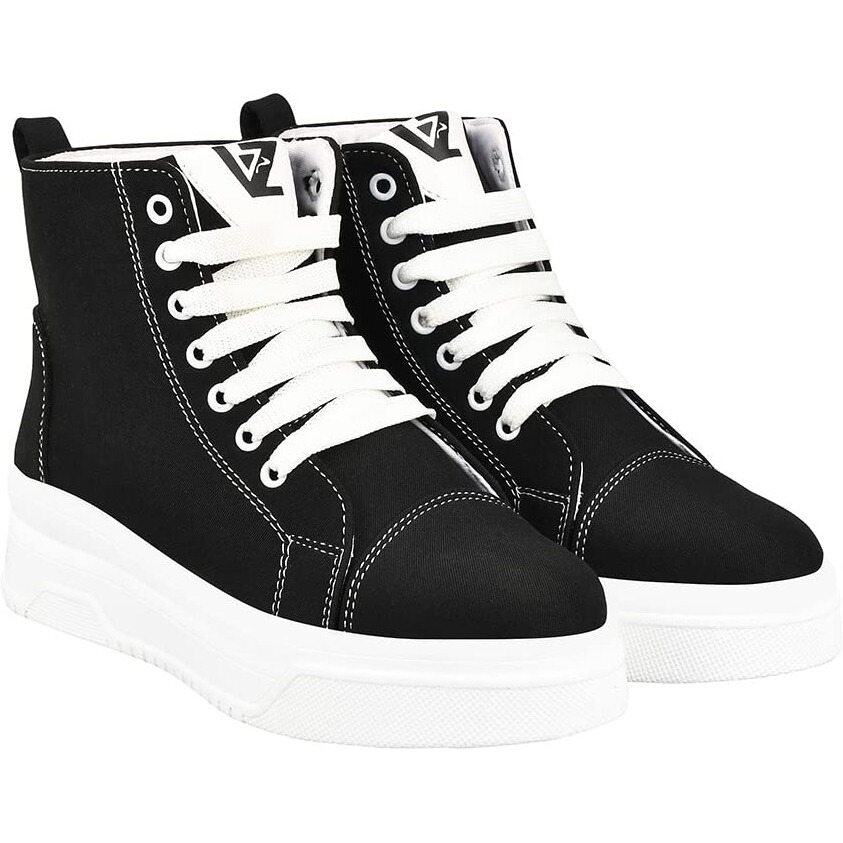 Shoetopia Women's Canvas Sneakers | Light Weight & Comfortable With Cushioned Footbed | Stylish Shoe Sneakers For Women Black-Eu37