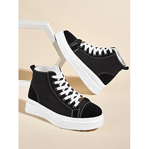 Shoetopia Women's Canvas Sneakers | Light Weight & Comfortable With Cushioned Footbed | Stylish Shoe Sneakers For Women Black-Eu37