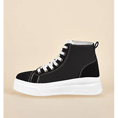 Shoetopia Women's Canvas Sneakers | Light Weight & Comfortable With Cushioned Footbed | Stylish Shoe Sneakers For Women Black-Eu37