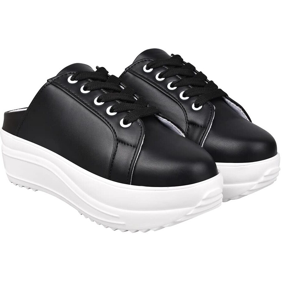 Shoetopia Women's Slip-On Sneakers | Light Weight & Comfortable With Cushioned Footbed | Stylish Shoe Sneakers For Women Black-Eu41