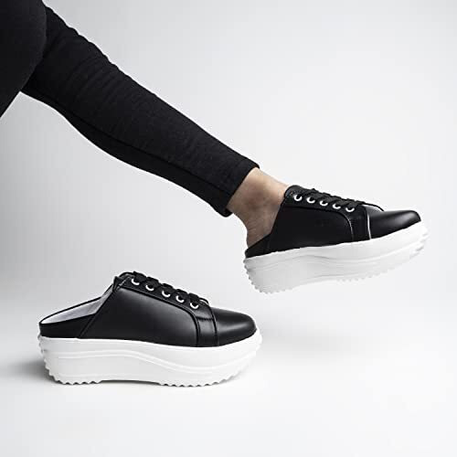 Shoetopia Women's Slip-On Sneakers | Light Weight & Comfortable With Cushioned Footbed | Stylish Shoe Sneakers For Women Black-Eu41