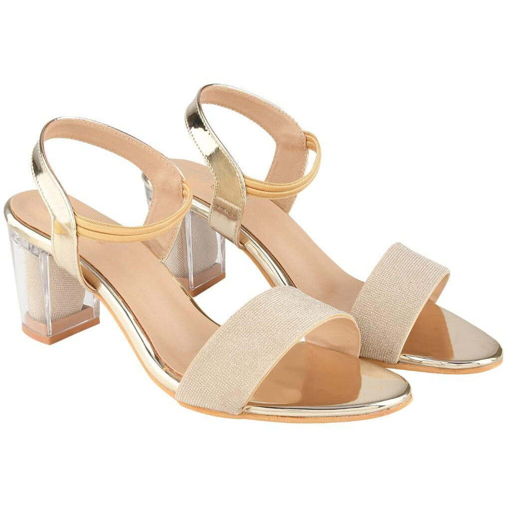 Shoetopia Girls Girls-Heel-1220 Golden Heeled Sandal - 4 Uk (Girls-Heel-1220-Golden)