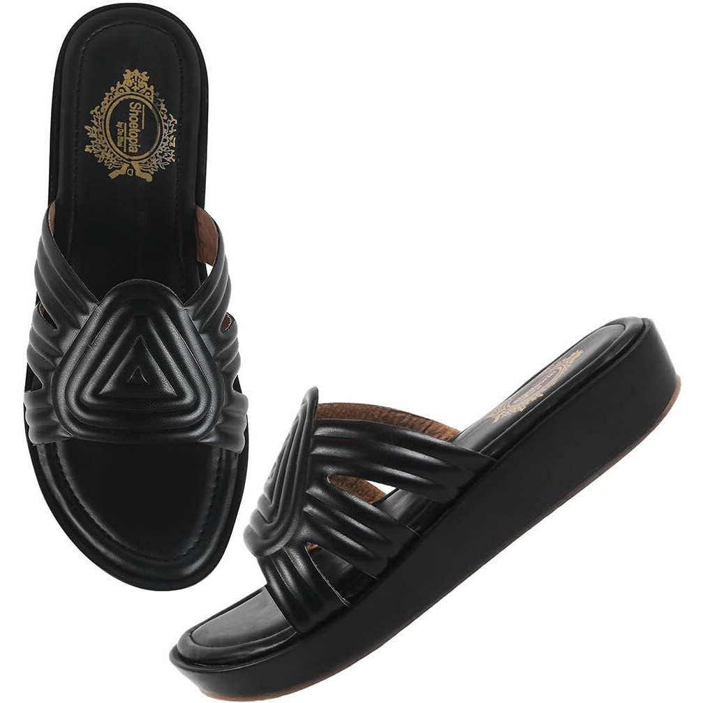 Shoetopia Women's Girls-P-19 Flat Sandal-5 Kids Uk (Girls-P-19-Black)-Eu38
