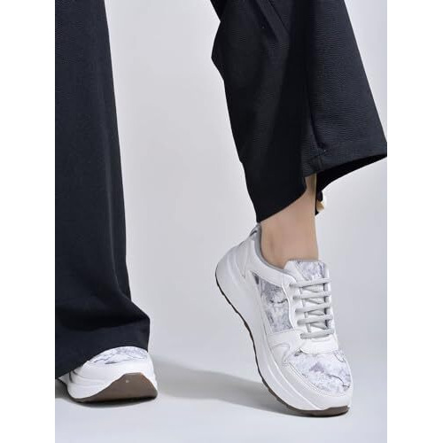 Shoetopia Women's Flat Sneakers Grey