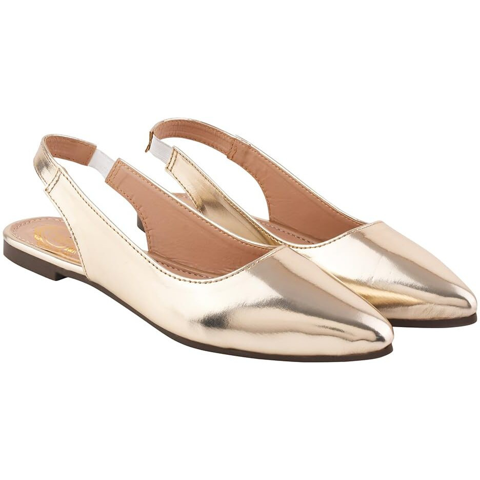 Shoetopia Women's Block Heel Ballet Flats,6 Uk, Cream