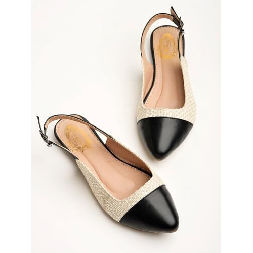 Shoetopia Women's Black Block Heel Bellies  Stylish & Comfortable Ballet Flats For Office, And Parties Eu42
