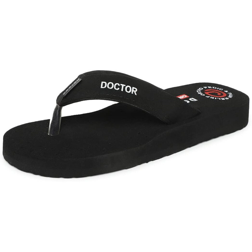 Ortho Joy Men's Extra Soft Comfortable Doctor Ortho Slippers (Black)