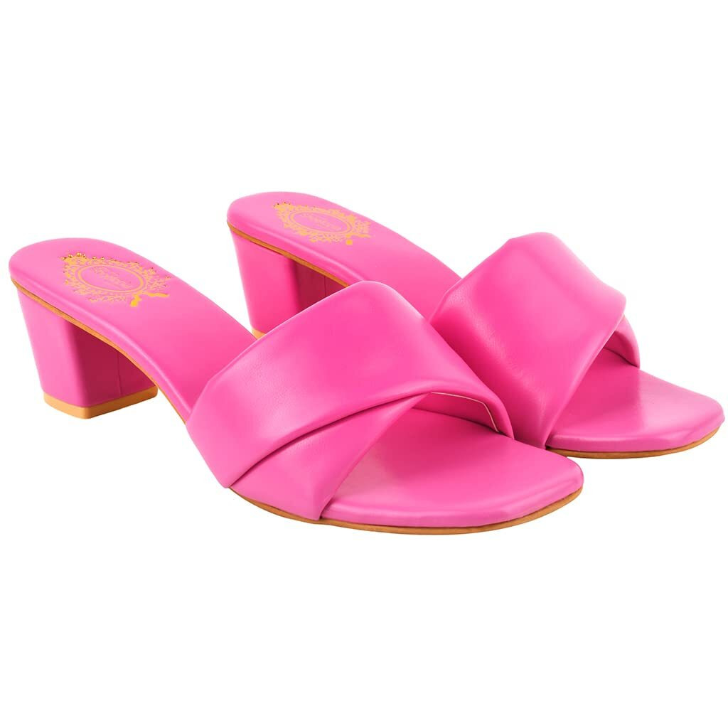 Shoetopia Stylish Solid Pink Block Heels For Women & Girls /Uk7