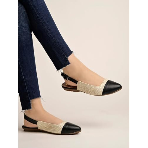 Shoetopia Women's Black Block Heel Bellies  Stylish & Comfortable Ballet Flats For Office, And Parties Eu37