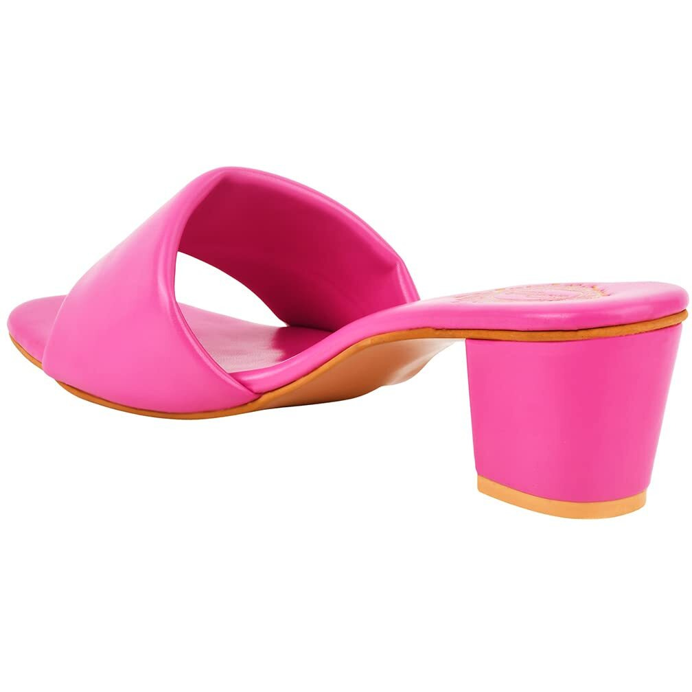 Shoetopia Stylish Solid Pink Block Heels For Women & Girls /Uk4