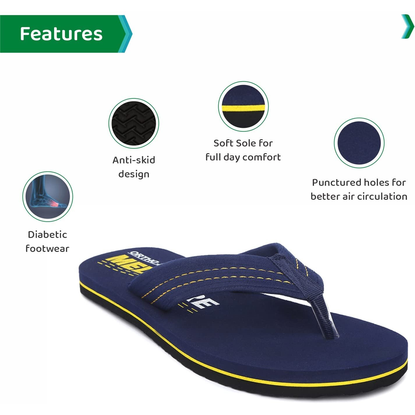 Ortho Joy Men's Extra Soft Doctor Ortho Comfortable Medicare Slippers (Blue, 8Uk)